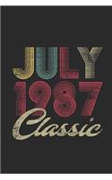 Classic July 1987: Blank Lined Notebook - Journal for July Birthday Gift Idea