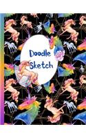 Doodle Sketch: Large Water Color Unicorn Sketch Book Journal for Doodling, Coloring Tons of Creative Fun - Prism Unicorn