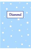 Diamond: Personalized Name Journal. Wide Ruled (Lined) Writing Diary, Composition Book. Baby Blue Stars Cover for Girls, Kids and Teens