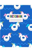 Sketcbook: Cute Unicorn Kawaii Sketch Book for Girls, Kids, Teens, Women (Perfect for Sketching, Drawing, Doodling, Journal, Note Pad, Birthday Party Favors)