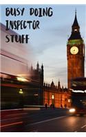 Busy Doing Inspector Stuff: Big Ben In Downtown City London With Blurred Red Bus Transportation System Commuting in England Long-Exposure Road Blank Lined Notebook Journal Gift