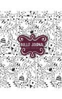 Bullet Journal Blank for 90 Days, Cat Doodles Catoon Numbered Pages Quarterly Journal Diary,