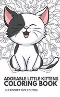 Adorable Little Kittens Coloring Book 6x9 Pocket Size Edition: Color Book with Black White Art Work Against Mandala Designs to Inspire Mindfulness and Creativity. Great for Drawing, Doodling and Sketching.