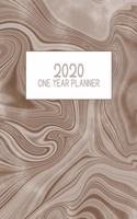 2020 One Year Planner: Jan 2020-Dec 2020, 1 Year Planner, brown marble digital paper cover, featuring 2020 Overview, daily, weekly, monthly view, areas for: to do list, re
