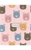 Notebook: Cute bear on pink cover and Lined pages, Extra large (8.5 x 11) inches, 110 pages, White paper(3 Cute Bear on Pink Notebook)