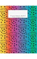 Composition Notebook - Wide Ruled: 75 sheets / 150 pages, 8.5" x 11" Cloud with Heart Rain Drops on Colorful Background