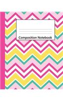 Composition Notebook: Girly Chevron Stripes Yellow & Pink Pattern Wide Ruled Blank Lined Composition Book Journal (7.5 X 9.25in) Cute Notebooks for Girls