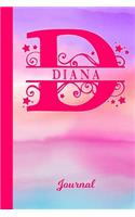 Diana Journal: Letter D Personalized First Name Diary & Writing Notebook Pink Purple Blue Watercolor Cover Daily Diaries for Journalists & Writers Note Taking Writ