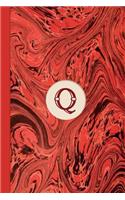 Monogram Q Marble Notebook (Regency Red Edition): Blank Lined Marble Journal for Names Starting with Initial Letter Q