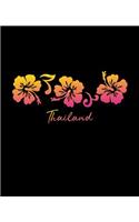 Thailand: Notebook With Lined College Ruled Paper For Taking Notes. Cute Hawaiian Hibiscus Flower Print Journal 7.5 x 9.25 Inch Soft Cover Travel Diary.