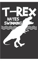 Swimming Notebook: T-Rex Dino Dinosaur Swimming Swimmer Swim Sports Funny Gift 6x9 Dot Grid Dotted 120 Pages for School College