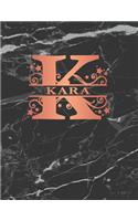 Kara: Personalized Journal Notebook for Women or Girls. Monogram Initial K with Name. Black Marble & Rose Gold Cover. 8.5 X 11 110 Pages Lined Journal Pap