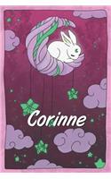 Corinne: personalized notebook sleeping bunny on the moon with stars softcover 120 pages blank useful as notebook, dream diary, scrapbook, journal or gift id