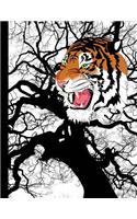 Wild Tiger Graph Paper Notebook 200 Pages 8 1/2 x 11 Inches
