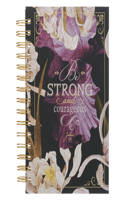 Christian Art Gifts Journal W/Scripture for Women Be Strong and Courageous Joshua 1:9 Bible Verse Plum Floral 192 Ruled Pages, Large Hardcover Notebook, Wire Bound