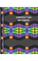 Composition Notebook: Bright Colors Stained Glass Style Optical Design Journal Workbook Wide-Ruled Lined 100 Pages for Girls Boys Men Women Kids Students School Fun Journ