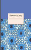 Composition Notebook: BLUE GEOMETRIC DESIGN COVER - 100 Pages - 7.5 x 9.25" WIDE-RULED PAGES - WORKBOOK, JOURNAL, NOTEBOOK