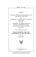 Hearing on National Defense Authorization Act for Fiscal Year 2010 and oversight of previously authorized programs