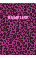 Annelise: Personalized Pink Leopard Print Notebook (Animal Skin Pattern). College Ruled (Lined) Journal for Notes, Diary, Journaling. Wild Cat Theme Design wi