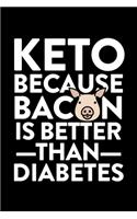 Keto Because Bacon Is Better Than Diabetes: College Ruled Lined Writing Notebook Journal, 6x9, 120 Pages