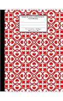 Wide Ruled Composition Notebook. 8.5" x 11". 120 Pages. Heart and Love