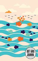 Dot Grid Journal: Cartoon Fish in Water Dotted Pages Blank Notebook 6x9 120