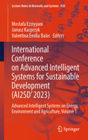 International Conference on Advanced Intelligent Systems for Sustainable Development (Ai2sd'2023)