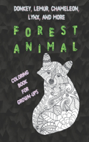 Forest Animal - Coloring Book for Grown-Ups - Donkey, Lemur, Chameleon, Lynx, and more