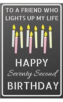 To a friend who lights up my life Happy Seventy Second Birthday