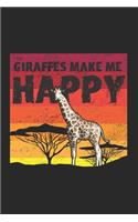 Giraffes Make me Happy: Giraffe Zoowärterin Afrika Vintage Notizbuch liniert DIN A5 - 120 Seiten für Notizen, Zeichnungen, Formeln - Organizer Schreibheft Planer Tagebuch