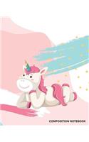 Composition Notebook: College Ruled Lined Book Pages Unicorn Rainbow For Girls Kids School Students And Teachers Note Journal Notebooks(5 Composition School Notebooks)