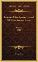 Intorno Alle Obbligazioni Naturali Nel Diritto Romano Privato