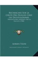 Recherches Sur La Chute Des Feuilles Chez Les Dicotyledones