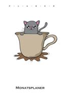 Katze in Kaffeetasse Monatsplaner