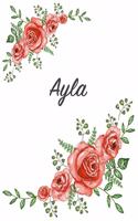 Ayla: Personalized Composition Notebook - Vintage Floral Pattern (Red Rose Blooms). College Ruled (Lined) Journal for School Notes, Diary, Journaling. Flo
