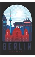 Berlin Germany: Lined Journal 6x9 Inches 120 Pages Notebook Paperback with Germany German Skyline City Country Berlin Europe Architecture