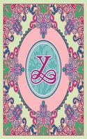Journal Notebook Initial Letter "Y" Monogram: Fun, Decorative Wide-Ruled Diary. Featuring a Unique Pink and Teal Design with Pistachio Green Background. Ovals frame wild flowers and a dark pink (25 Journal 8.5x11 Pink Teal Scroll Frame Wildflowers Initial Letter Monogram)