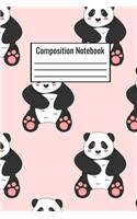 Composition Notebook: Cute Panda Wide Ruled Notebook For Kids Teens Adults Parents Couples Men Women To Write Down Daily Notes