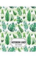 Notebook Lined Leave Pattern