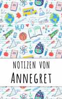 Notizen von Annegret: Liniertes Notizbuch für deinen personalisierten Vornamen