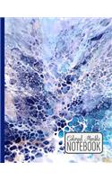 Colorful Marble Notebook: Half Wide Ruled / Half Blank, Dot Grid Paper Notebook. Blue Marble