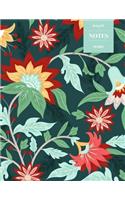 Dot Grid Notes 110 Pages: Vintage Floral Premium Notebook for Professionals and Students, Teachers and Writers - Bright Green and Red Floral Pattern