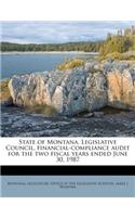 State of Montana, Legislative Council, Financial-Compliance Audit for the Two Fiscal Years Ended June 30, 1987