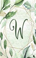 2020 Weekly Planner, Letter W - Green Gold Floral Design: 6"x9" 1-Yr Weekly Calendar, 1 week - 2-page layout, Alphabet