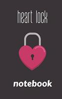 heart lock notebook: small lined Heart Notebook / Travel Journal to write in (6'' x 9'') 120 pages