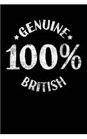 Genuine 100% British: Lined Travel Journal Notebook Diary