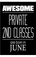 Awesome Private 2nd Classes Are Born In June: US Military Armed Forces Birthday Gift Notebook