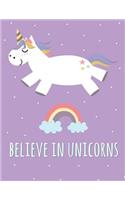 Believe In Unicorns: Unicorn Notebook - 120 Page Composition Notebook