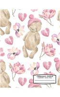 Multipurpose Notebook Composition Journal Diary: Watercolor Teddy Bears and Flowers - 8.5in X 11in Softcover Book for School or Activities, College Ruled, 150 Pages (75 Sheets Front & Back)