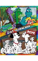 2 in 1 Coloring Book 101 Dalmatians and Dragon Tales: Best Coloring Book for Children and Adults, Set 2 in 1 Coloring Book, Easy and Exciting Drawings of Your Loved Characters and Cartoons(2 in 1 Coloring Books for Children, Kids 4-12 and Adults)